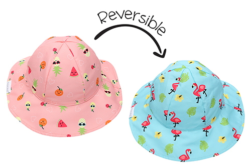 Reversible Baby & Kids Patterned Sun Hat - Flamingo
