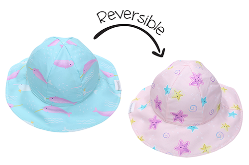 Reversible Baby & Kids Patterned Sun Hat - Narwhal | Starfish