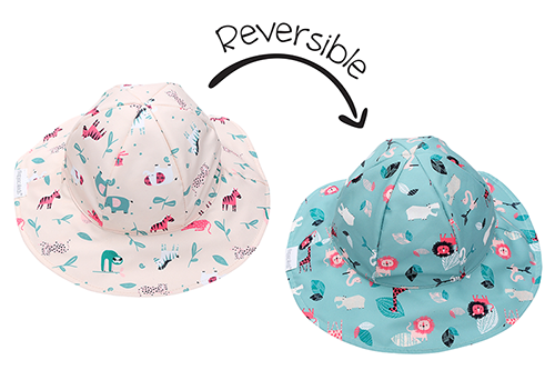 Reversible Baby & Kids Patterned Sun Hat - Pink Zoo