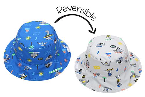 Reversible Baby & Kids Patterned Sun Hat - Dino