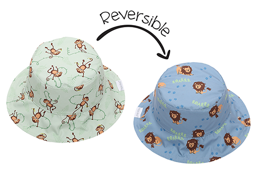 Reversible Baby & Kids Patterned Sun Hat - Lion | Monkey