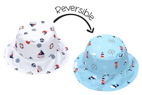 Reversible Baby & Kids Patterned Sun Hat - Nautical