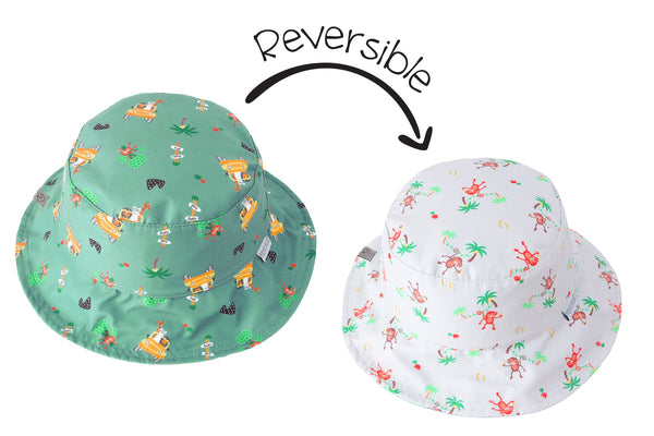 Reversible Baby & Kids Patterned Sun Hat - Safari | Monkey