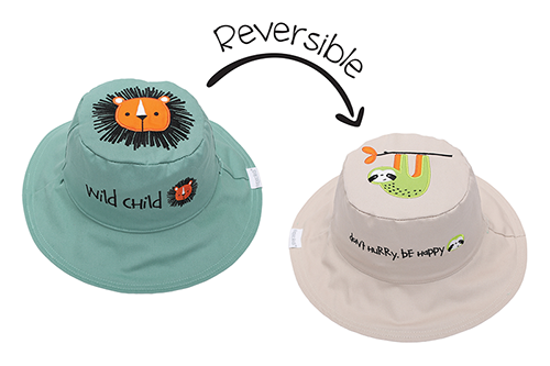 Reversible Baby & Kids Sun Hat - Lion & Sloth