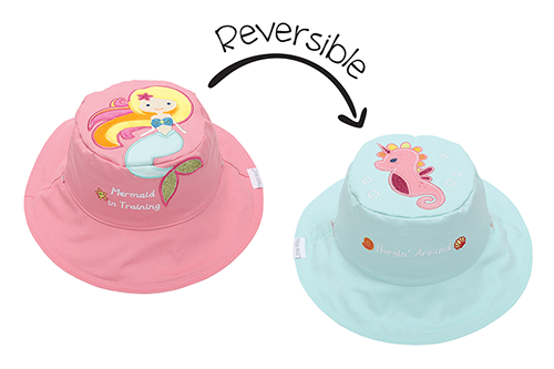 Reversible Baby & Kids Sun Hat - Mermaid & Seahorse