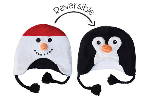 Reversible Baby & Kids Winter Hats - Snowman & Penguin