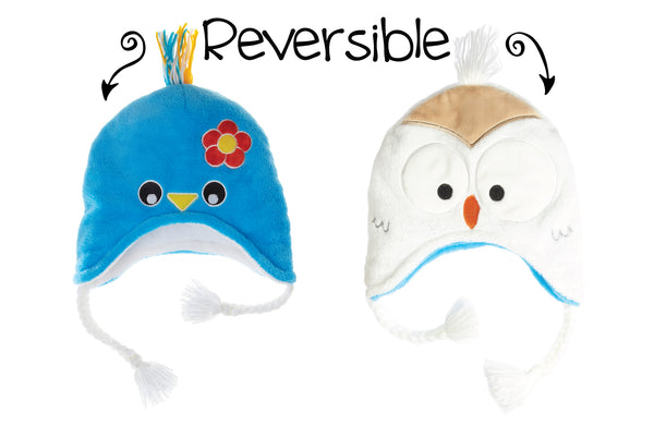 Reversible Winter Hats - Bluebird | Snowy Owl