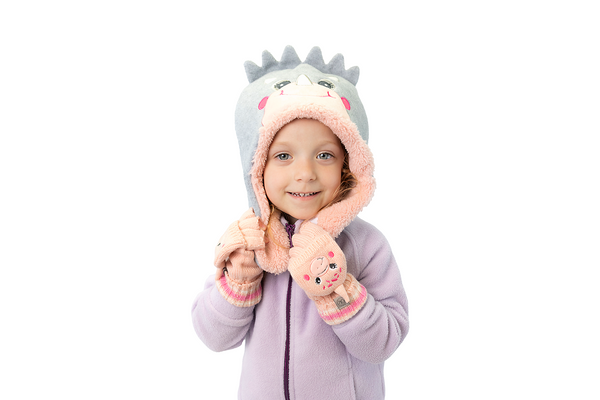 Kids & Baby Reversible Sherpa Hat - Dino Pink
