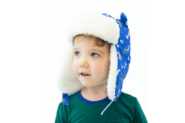Kids & Baby Water Repellent Trapper Hat - Dino on Ice
