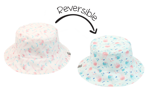 Reversible Baby & Kids Patterned Sun Hat - Dolphin | Jellyfish