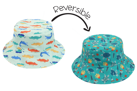 Reversible Baby & Kids Patterned Sun Hat - Turtle | Alligator