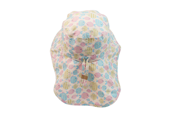 Baby/Kids Sun Hat with Neck Cape - Kissing Fish