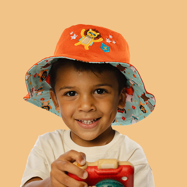 Reversible Baby/Kids Mixed Sun Hat - Animal Superhero