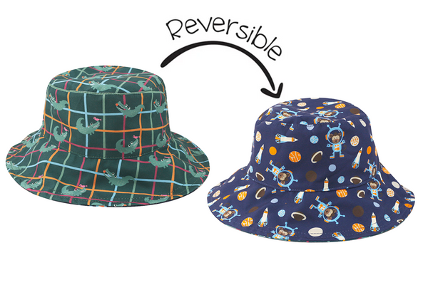 NEW! FJKxZOO - Reversible Baby & Kids Patterned Sun Hat - Space Monkey | Alligator