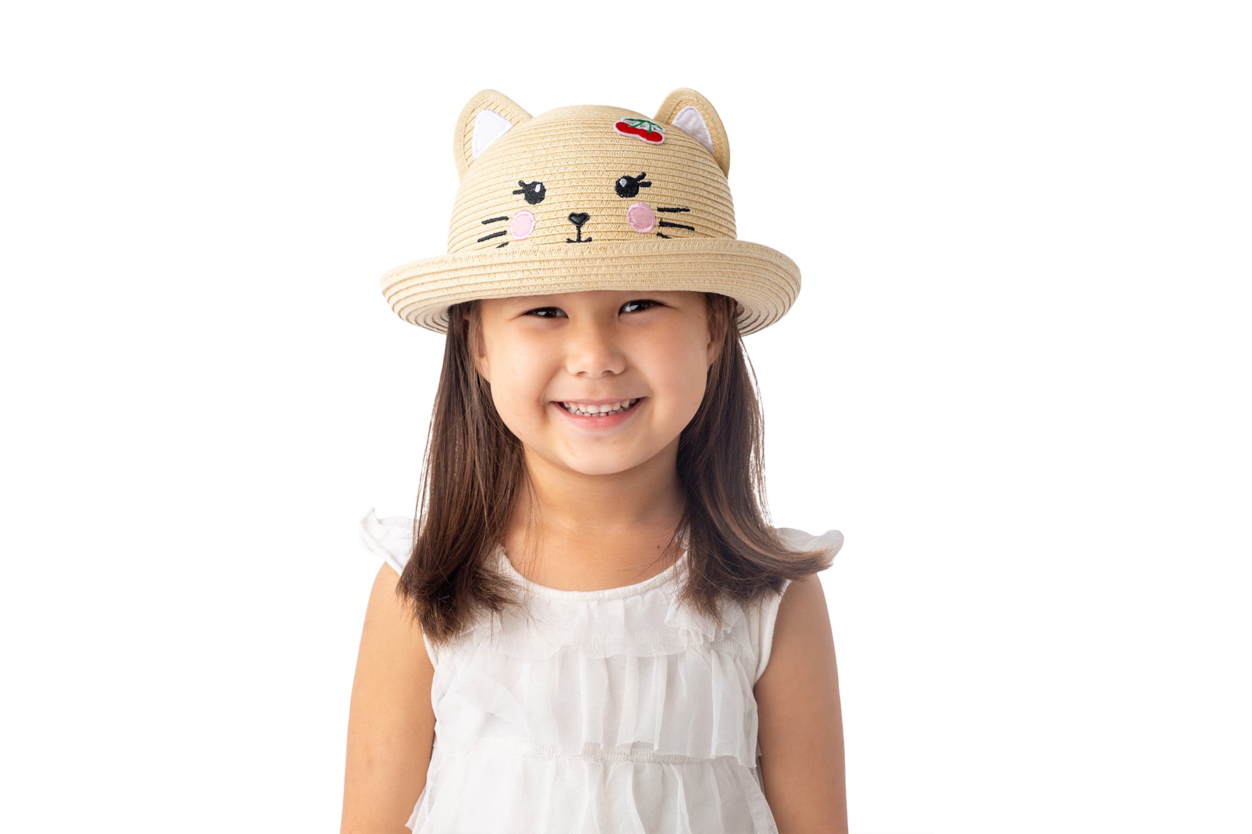 Kids Packable Cat Straw Hat - FlapJackKids