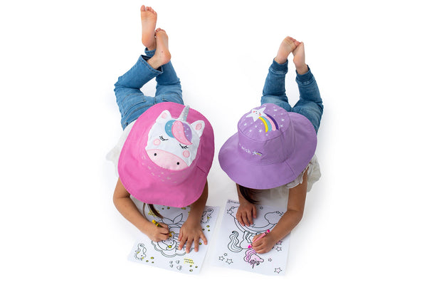 Reversible Baby & Kids Sun Hat - Unicorn & Star