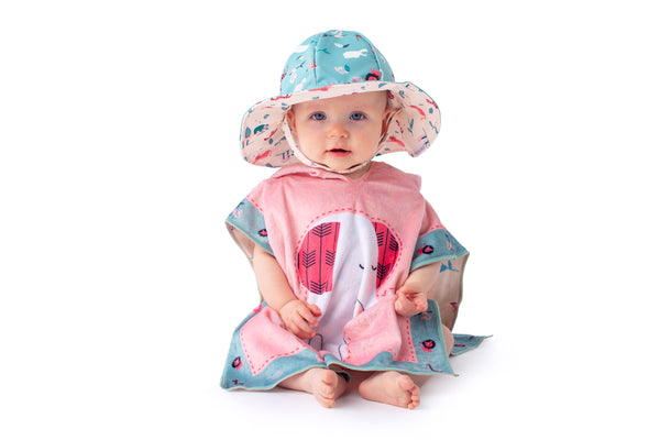 Reversible Baby & Kids Patterned Sun Hat - Pink Zoo