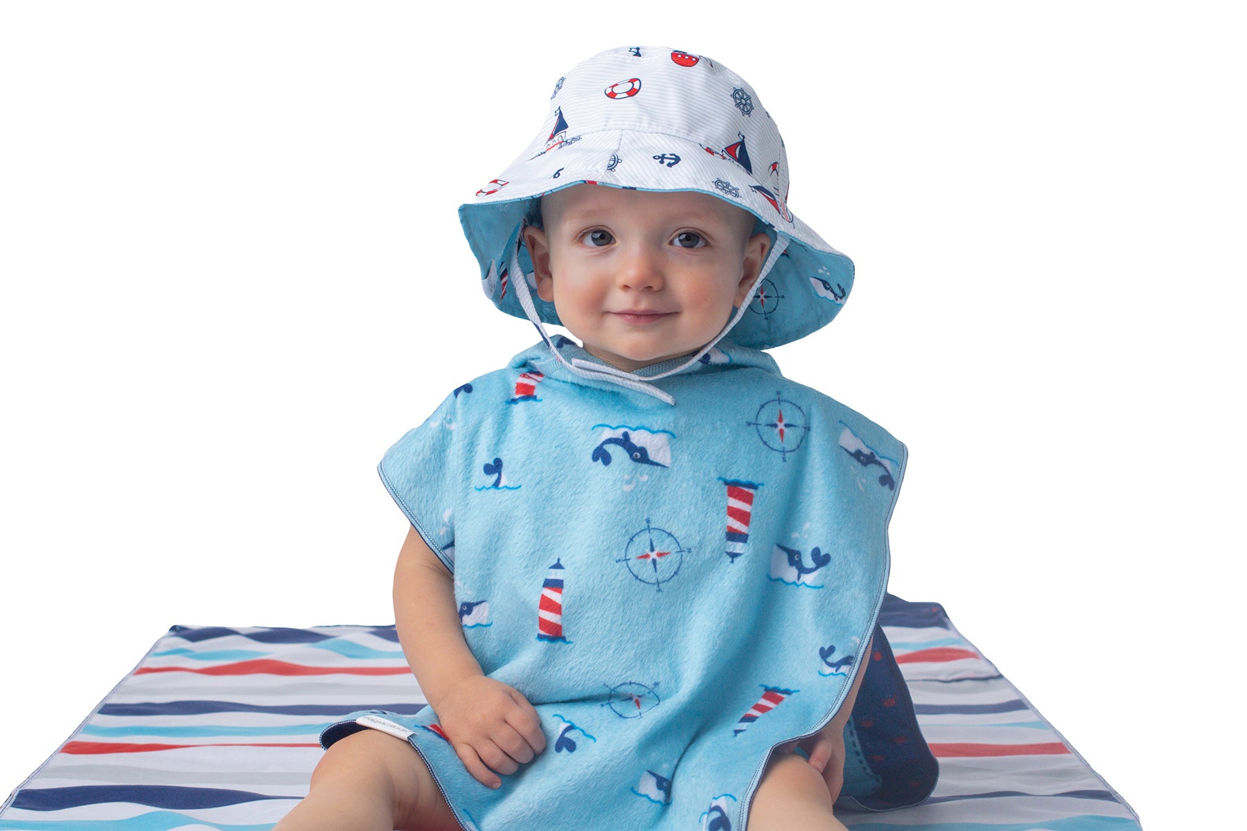Reversible Baby & Kids Patterned Sun Hat - Nautical - FlapJackKids