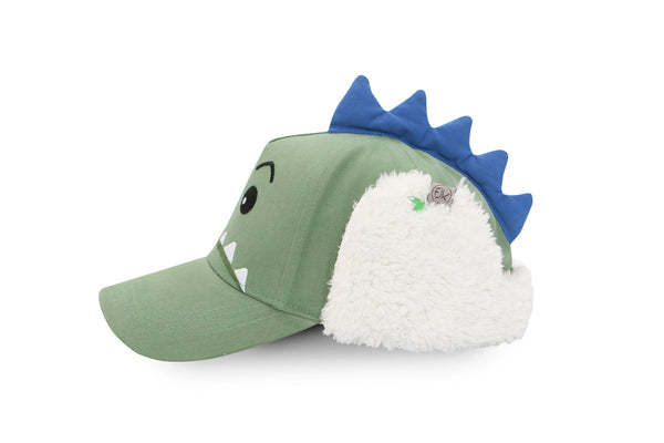 Kids 3D Winter Cap with Ear Flaps - Dinosaur