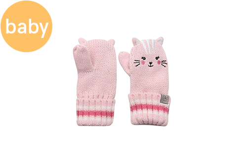 Baby Knitted Mittens - Cat