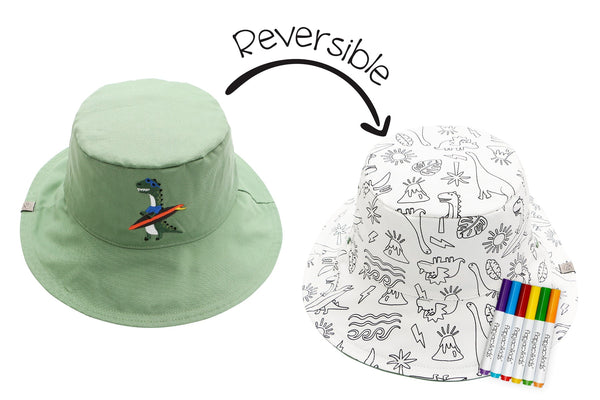 Kids Reversible Coloring Sun Hat - Dino