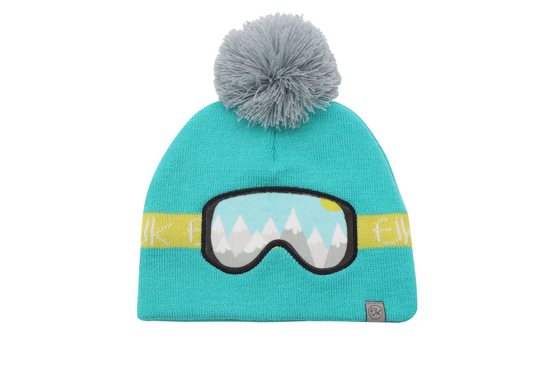 Kids Knitted Ski Goggles Beanie Toque (Turqoise) FlapJackKids