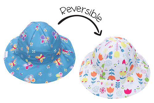 Reversible Baby & Kids Patterned Sun Hat – Butterfly | Floral
