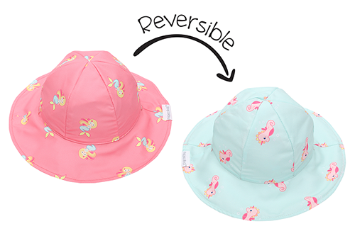 Reversible Baby & Kids Patterned Sun Hat - Mermaid | Seahorse