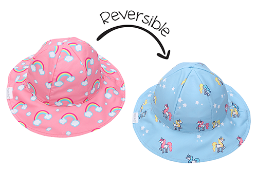 Reversible Baby & Kids Patterned Sun Hat – Rainbow | Unicorn