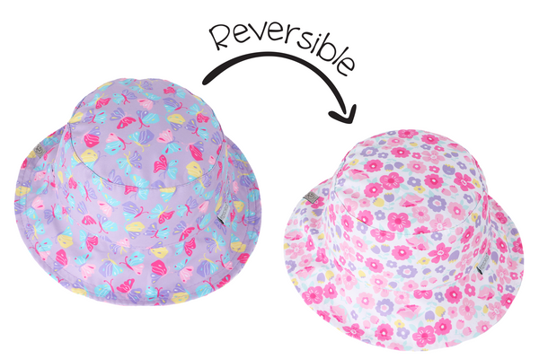 Reversible Baby & Kids Patterned Sun Hat - Butterfly | Summer Floral