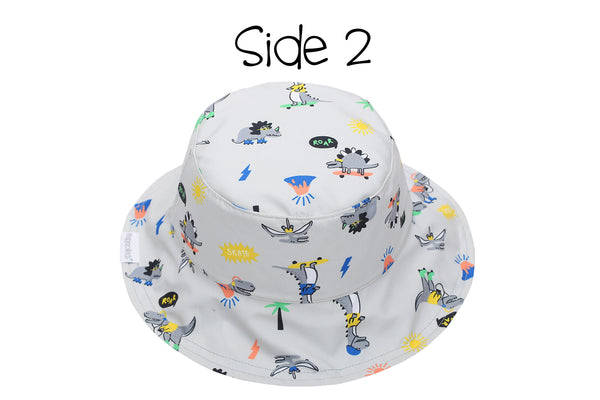 Reversible Baby & Kids Patterned Sun Hat - Dino