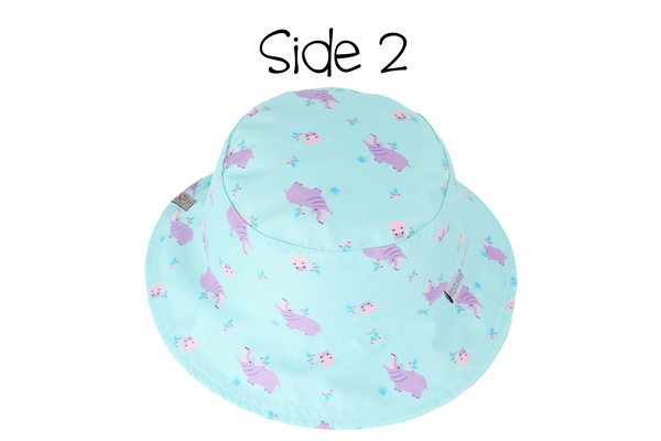 Reversible Baby & Kids Patterned Sun Hat - Hippo | Elephant