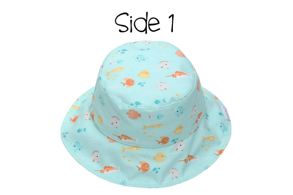 Reversible Baby & Kids Patterned Sun Hat - Fish | Jellyfish
