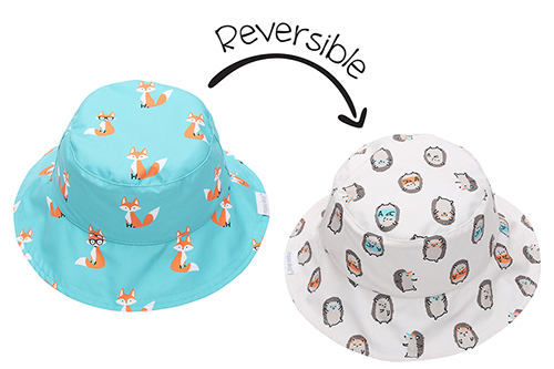 Reversible Baby & Kids Patterned Sun Hat - Fox | Hedgehog
