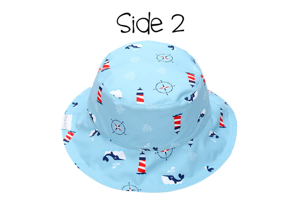 Reversible Baby & Kids Patterned Sun Hat - Nautical