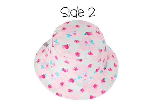 Reversible Baby & Kids Patterned Sun Hat - Pink Chameleon | Tropical
