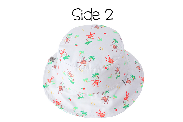 Reversible Baby & Kids Patterned Sun Hat - Safari | Monkey