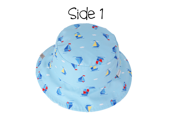 Reversible Baby & Kids Patterned Sun Hat - Sailboat | Submarine