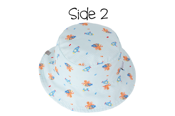 Reversible Baby & Kids Patterned Sun Hat - Sailboat | Submarine