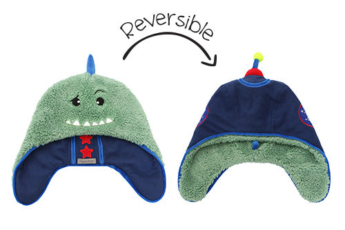 Kids & Baby Reversible Sherpa Hat - Dinosaur & Astronaut