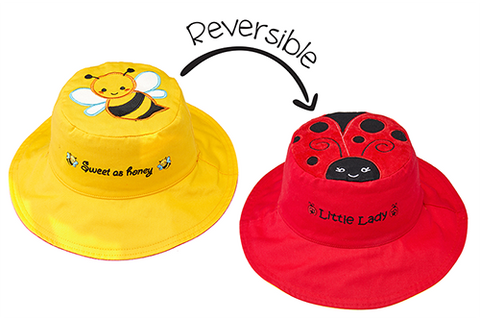 Reversible Baby & Kids Sun Hat - Bee & Ladybug