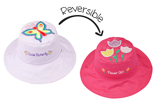 Reversible Baby & Kids Sun Hat - Butterfly & Tulip