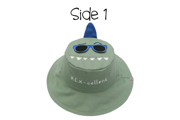 Reversible Baby & Kids Sun Hat - Dinosaur & Surfer Dino