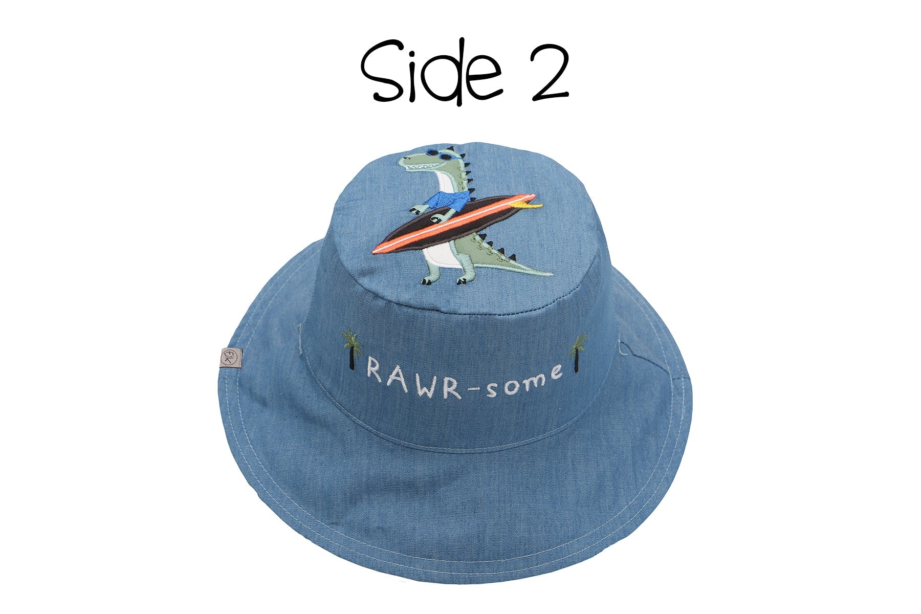 Reversible Baby Kids Sun Hat Dinosaur Surfer Dino