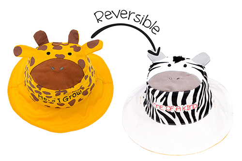 Reversible Baby & Kids Sun Hat - Giraffe & Zebra