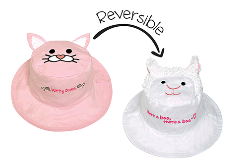 Reversible Baby & Kids Sun Hat - Kitten & Lamb