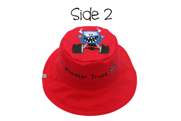 Reversible Baby & Kids Sun Hat - Monster Car