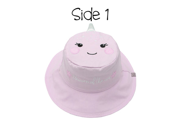 Reversible Baby & Kids Sun Hat - Narwhal & Starfish
