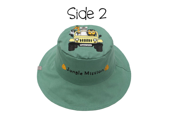Reversible Baby & Kids Sun Hat - Tiger & Safari Truck