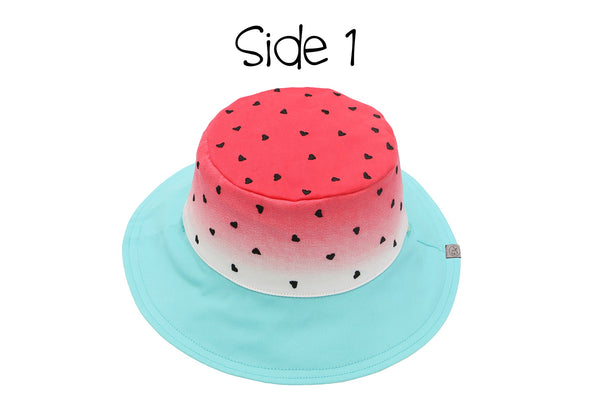 Reversible Baby & Kids Sun Hat - Watermelon & Toucan